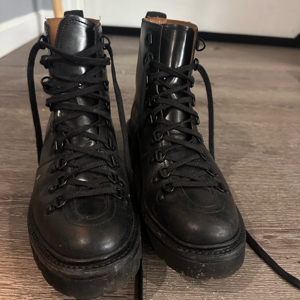 Grenson Nannette Black Leather lace up Boots